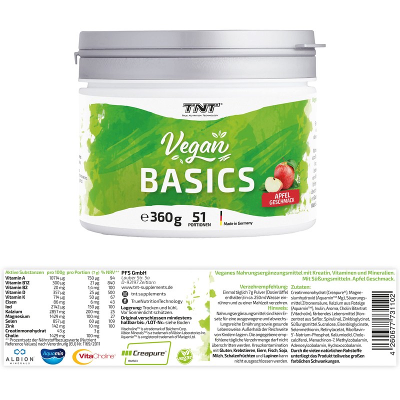 TNT Vegan Basics Powder (360 g) • Multivitamin Complex High