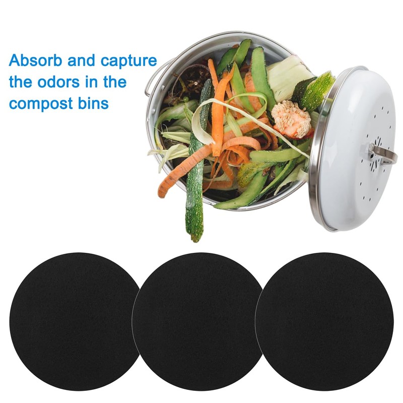 3 Pack Charcoal Filters for Compost Bucket, 6.7inch Compost Filter