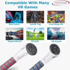 Digicharge 3-in-1 Handle Attachment Compatible with Meta Quest 3S / Quest 3 Sticks Oculus Accessories, Beat Saber Handles, VR Gorilla Tag Controller Extension Grip, for Quest 3 Golf Club Attachment