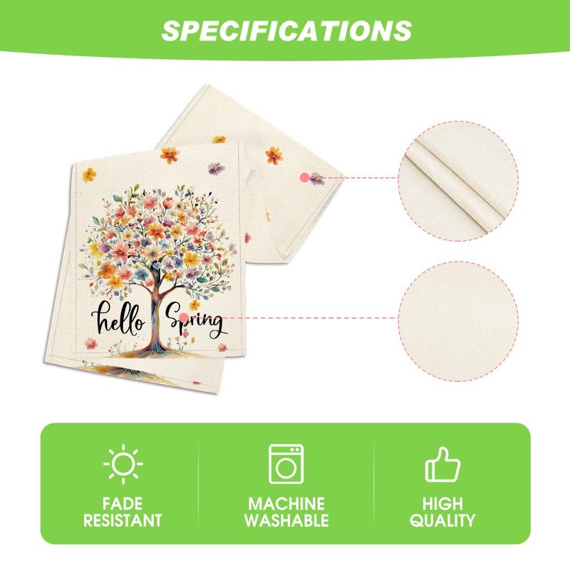 Bloom Flower Tree 210 GSM Hello Spring Table Runner, Seasonal