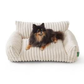 FWERDG Cute Couch Bed for Pets, Supportive Cat Sofa for Indoor Cats, Medium Dog Sofa Bed for Medium Dogs, Cream, 30 inches