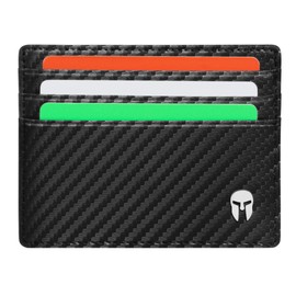 SPARTANO ARES Men's Credit Card Holder with RFID Protection, Elegant Slim Wallet, Wallet with 6 Credit Card Pockets and 1 for Banknotes, Wallet, carbon, Minimalist
