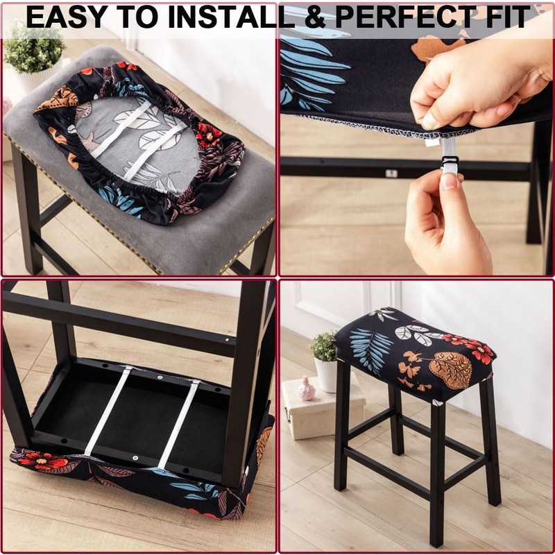Bifaunvogel Bar Stool Cover Rectangle Set of 2 Printed Stretch