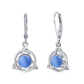 Moonstone / Abalone Hoop Earrings 925 Sterling Silver Moonstone / Abalone Leverback Drop Earrings Hanging Rainbow Moonstone / Abalone Jewellery Women Girls, Sterling Silver