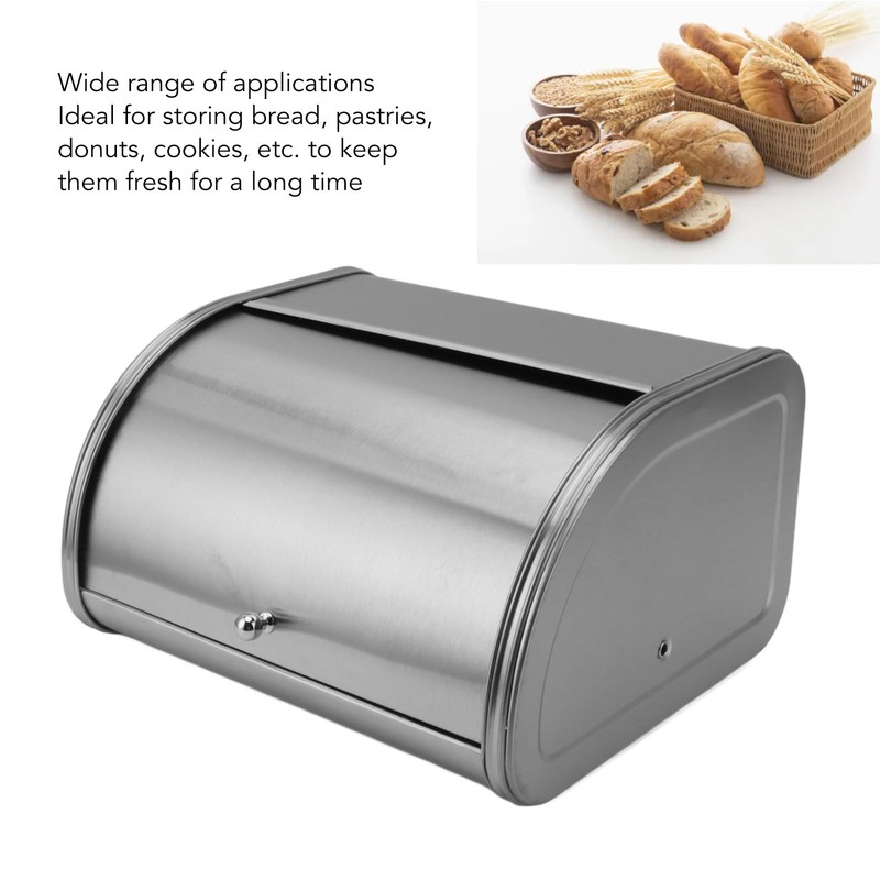 Stainless Steel Bread Box, Bread Box Exquisite Appearance Small Flat