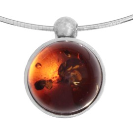 Ostsee-Schmuck Choker with Pendant - Slider Ball 16 mm Sarah Vicenca - Silver 925/000 - Amber, amber, Amber