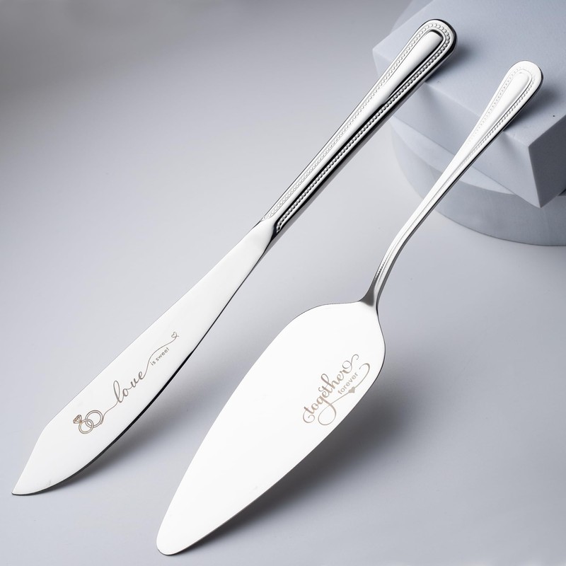VARLKA - Juego de cuchillos para tartas de boda, copas