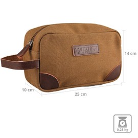 Yakfield Toiletry Bag Dias Canvas Toiletry Bag Cosmetic Toiletry Wash Bag, brown, Toiletry bag