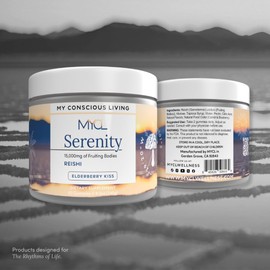 MYCL Serenity Reishi Mushroom Gummies for Adults - 500mg Whole Fruiting Body Extract - Sleep Gummies for Adults and Kids - Vegan, Gluten-Free - Stress Relief, Relaxation - Elderberry Kiss, 60 Count