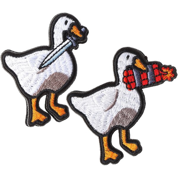 Mabor Pack of 2 Funny Ducks Tactical Funny Velcro Patches for Clothes Embroidered Patch with Explosives Knife Patch Meme Patch for Backpacks Hats Jackets Jeans Bags