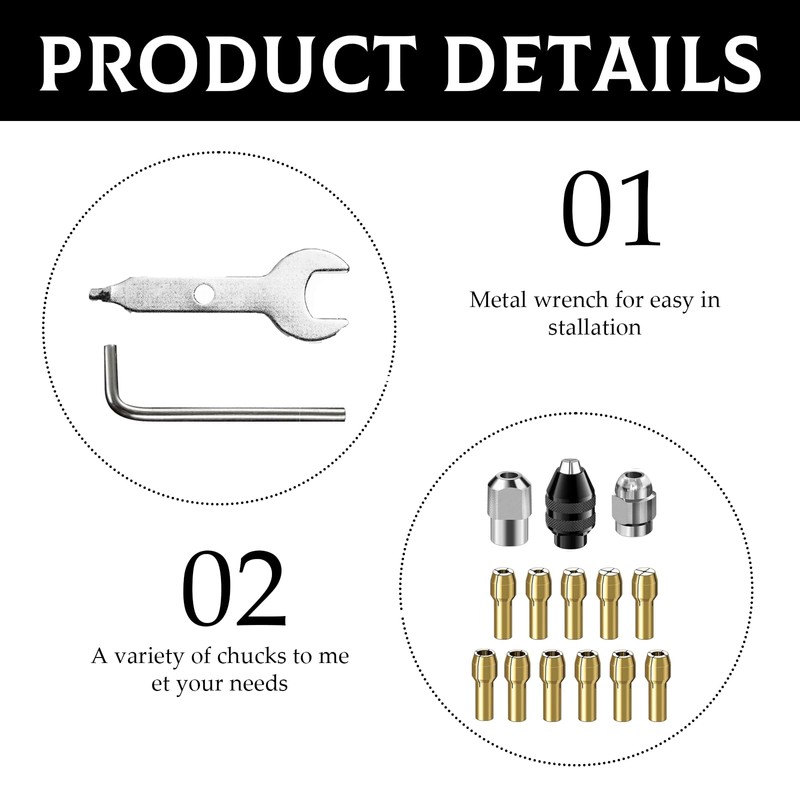 16 Pieces Chuck Collet Kit,Multi Chuck Set for Dremel Collet