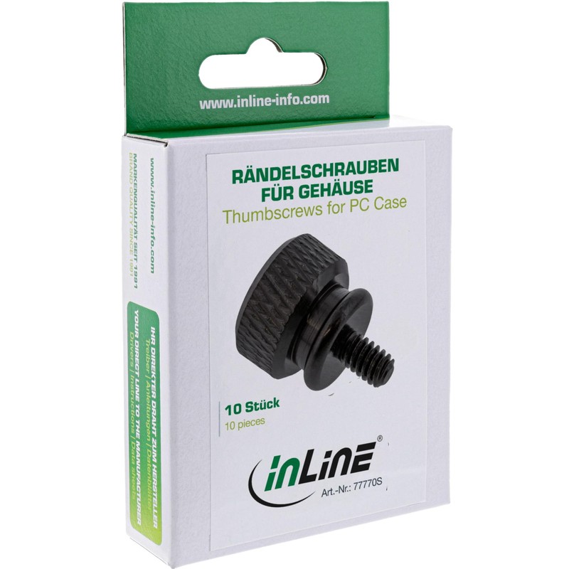 InLine 77770S 10er Pack Rändelschrauben (schwarz) für Gehäuse, 12mm