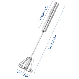 volumoon Simple Semi-Automatic Whisk, 30 cm Stainless Steel Whisk, Hand Whisk, Versatile Tool for Egg Beater, Rotating Push Mixer Stirrer for Beating, Whisk, Stirring