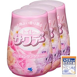 Sawaday Wedding Flower Deodorizing Air Freshener, For Toilets, 4.9 oz (140 g) x 3 Packs (Bonus Included)
