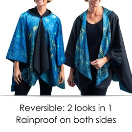RainCaper van Gogh Over the Rhone Womens Rain Cape Poncho with Hood Reversible