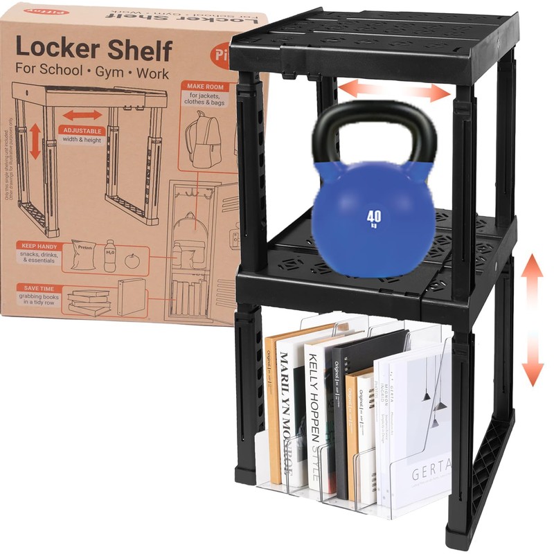 Piffny Locker Organizer Shelf, Adjustable Width and Height, Stackable, 2