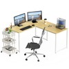 SHW Mission 55 x 60 Inches L-Shape Home Office Computer