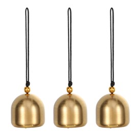 PATIKIL Small Bulk Hanging Bell, 3 Pcs Chinese Feng Shui Bell Good Luck Wind Chime for Door Window Home Garden Decor Wealth and Safe Pendant, Golden-Black