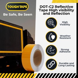 DOT C2 Safety Reflective Tape 2IN x 100 FT - Outdoor Waterproof Conspicuity Tape - Orange Reflector Tape for Trailers, Vehicles, Boats - Strong Reflective Safety for Caution Warning Signs