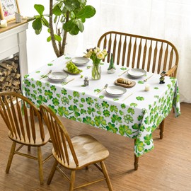 Horaldaily St. Patrick's Day Rectangular Tablecloth 60×104 Inch, Watercolor Shamrock Washable Table Cover for Party Picnic Dinner Decor