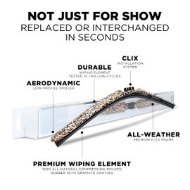 Clix Wipers - 20" Jersey Girl Leapord Print Automotive Replacement Wiper Blade (Pack of 1) Universal Clip On All-Weather Flex Frame Windshield Wiper