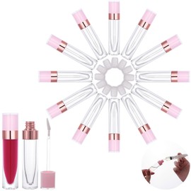 YITOU Envío aleatorio: rosa o morado. 12 tubos de brillo labial vacíos recargables con tapa rosa o morada