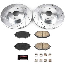 Power Stop K793 Front Z23 Carbon Fiber Brake Pads with Drilled & Slotted Brake Rotors Kit