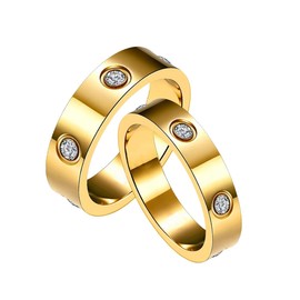 Jewelry Rings,Gold Plated Rings for Women Set Cubic Zirconia Stacking rings Womens Mens Wedding Rings Vintage Ring Size 7 8 9 10 (4mmRing7#+5mmRing8#(Gold))