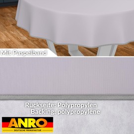 ANRO Oilcloth Tablecloth, Washable, Oilcloth, Garden Tablecloth, Outdoor, Indoor, Round, 100 cm with Hem, Grey