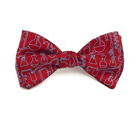Josh Bach Men's Science and Chemistry Self-Tie Silk Bow Tie in Red, Made in USA