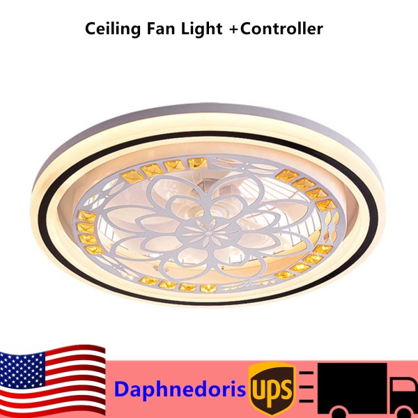 Modern Ceiling Fan With Light Dimmable LED Chandelier Lamp &