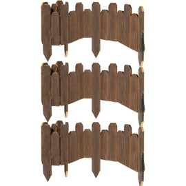 Wood Garden Edging, Staggered Wooden Edging Border Decorative Small Picket Panels for Flower Bed Barriers and Landscape Fencing