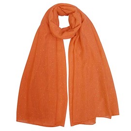 Lina & Lily Solid Shimmer Sparkle Glitters Sheer Maxi Shawl Scarf Hijab (#34 ORANGE)