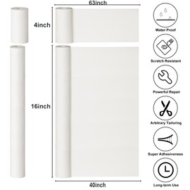 YAFLC Leather Repair Patch for Furniture, 40" x 16" Self Adhesive Leather Repair Kit Vinyl Repair Tape for Car Seat Sofa Jackets Couches Chair White