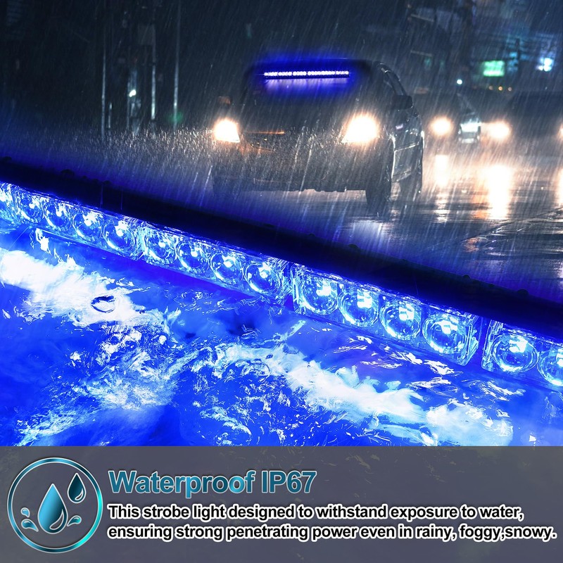 FEELOTAM First Responder Blue Emergency Strobe Lights For Firefighters Police