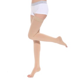 HBM Medical 20-30 mmHg Compression Stockings , Women Men Thigh High Varicose Veins Socks Travel Swelling Stockings for Sport & Flying (Beige ）