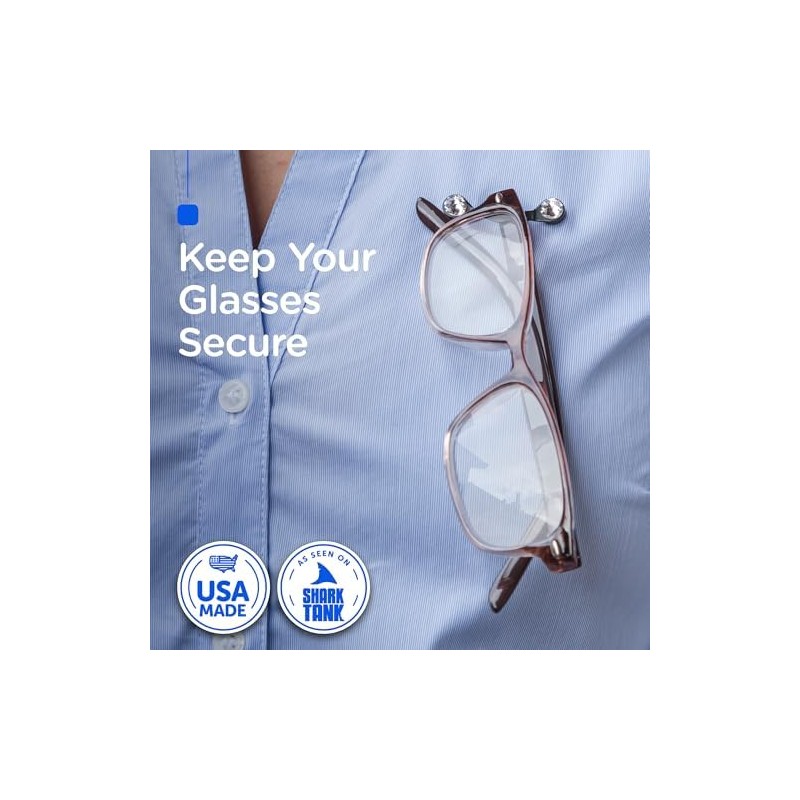 ReadeREST Magnetic Eyeglass Holder, White with Clear Crystals
