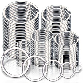 Key Ring Double Ring Flat Key Ring Set of 50 5 Sizes (15mm/20mm/25mm/32mm/35mm) Key Ring Double Ring Keychain Metal Rust Resistant Key Organizer DIY Commercial Use