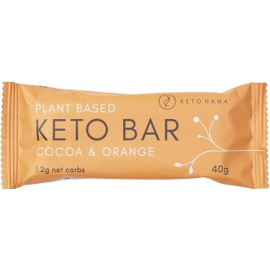 Keto Hana Cocoa & Orange Bar Keto Diet Vegan Grain Free Dairy Free Plant Based No Refined Sugars Gluten Free 1.4g Net Carbs - 40g a bar