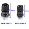 Gebildet 30pcs PG7 + 20pcs PG9 Cable Gland, Plastic IP68