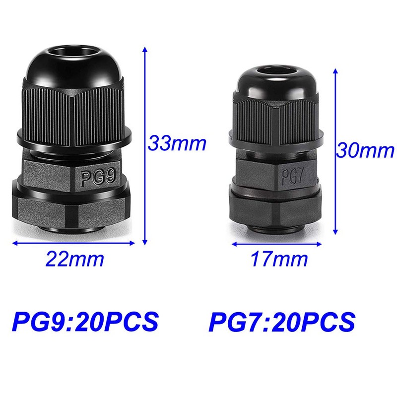 Gebildet 30pcs PG7 + 20pcs PG9 Cable Gland, Plastic IP68