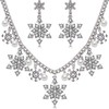 Snowflake Necklace Earrings Set for Women Snowflake Jewelry Set Snowflake Pendent Necklace With Pearl Charm Crystal Snowflake Dangle Earrings Winter Christmas Jewelry Gifts