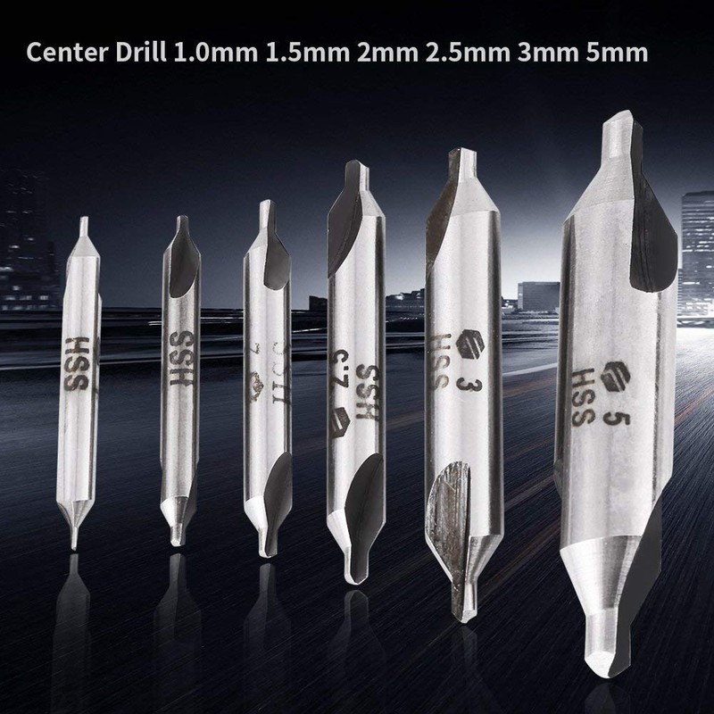 6pcs Sharp and Durable HSS 60 Degree Center Drill Bits