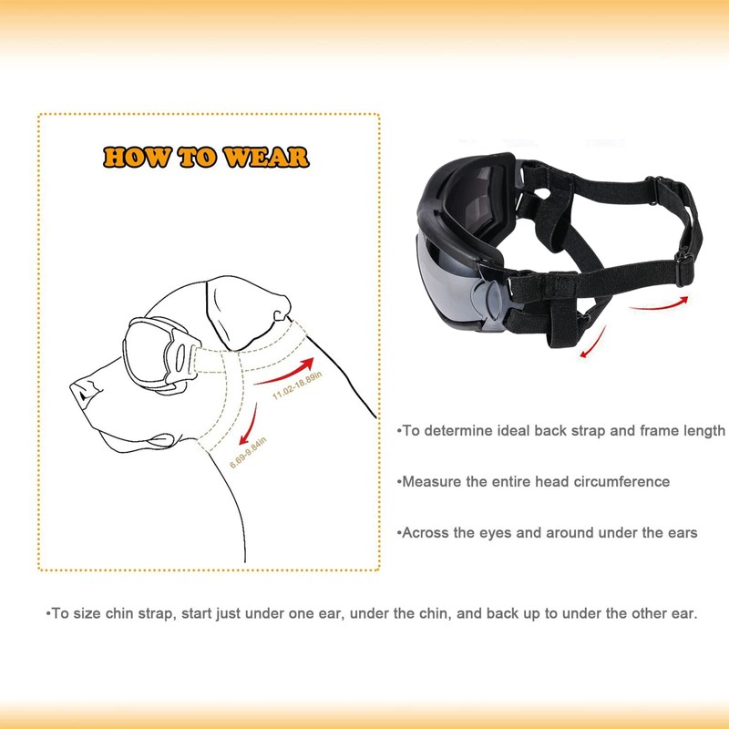 NVTED Dog Sunglasses/Goggles, UV/Wind/Dust/Fog Protection Pet Glasses Eye Wear with