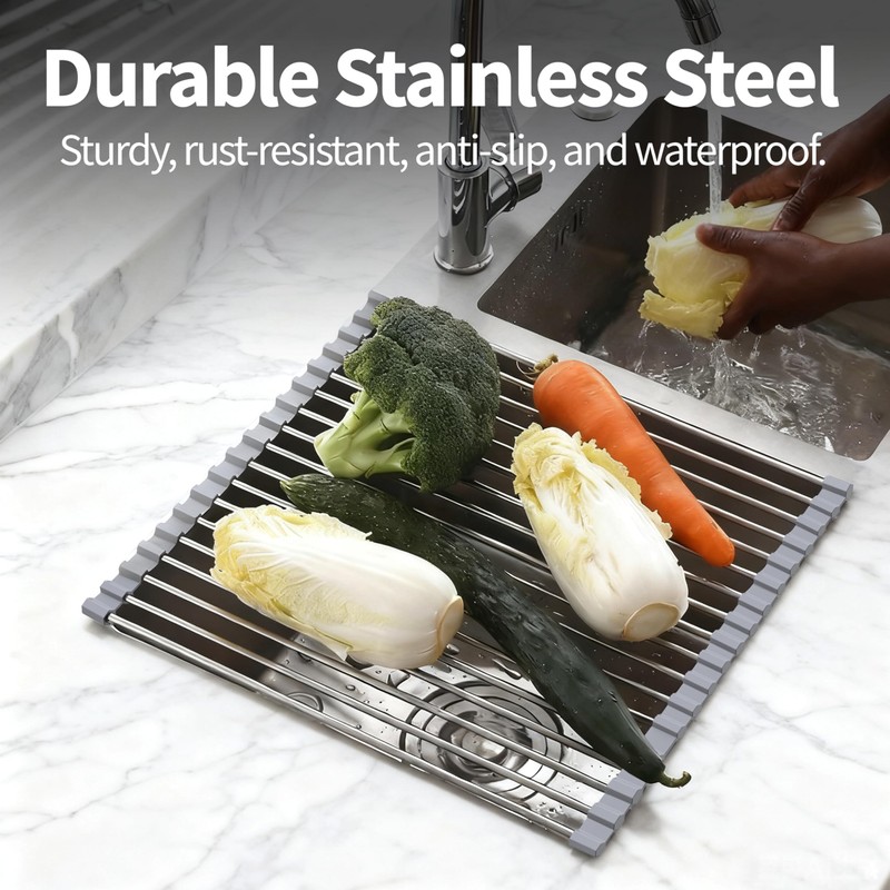 Roll Up Dish Drying Rack for Over Sink -17.5"x11.8" Foldable