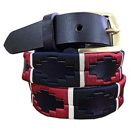 Carlos Diaz Boys Girls Kids Childrens Premium Unisex Brown Leather Embroidered Designer Polo Belt