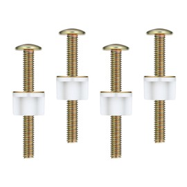 4pcs Toilet Seat Bolts, Toilet Lid Bolt Set with Plastic Nuts and Metal Washers Steel Screw Replacement Hardware Heavy Duty Seat Fasteners Hinges for Top Loading