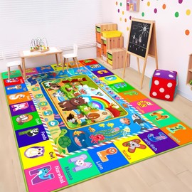 LTKOUGFAM Baby Play Mat for Floor, ABC Kids Play Mat, Forest Animals Kids Rugs for Girls and Boys Playroom, Foldable Rug for Baby Toddler Infants Crawling Playing (Green, 78.7X59 INCH)