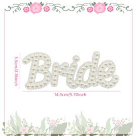 CHEERYMAGIC Rhinestone Iron on Patches, Bride Diamond Pearl Stick on Letter Patches, Glitter Bride Iron on Fabric Applique Letters Patches for Clothes Hat DIY Art Craft Supplies A9ZZZMT