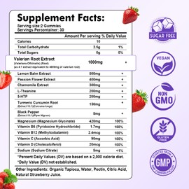 Valerian Root Gummies Organic, Valerian Root Supplement for Zzz, Relaxation & Calm, Natural Herbal Supplement for Men & Women, Melatonin Free, Vegan, Non-GMO, Strawberry Flavor, 60 Count